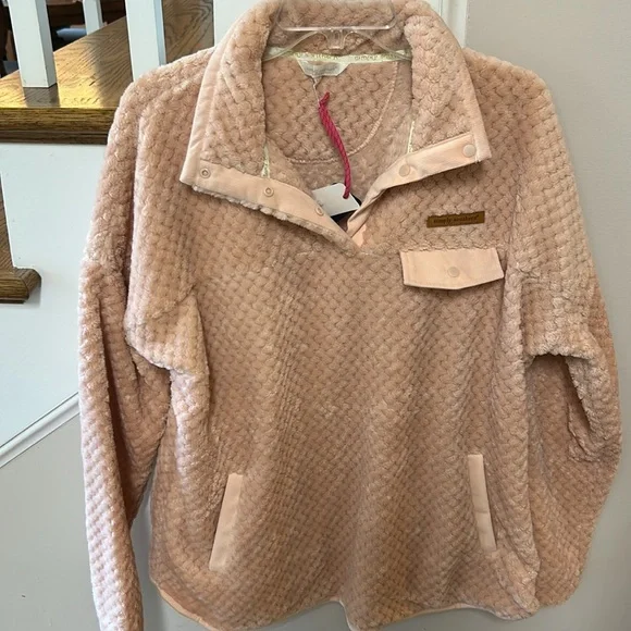 Simply Southern NEW Blush Quilted Sherpa Fleece Pullover - Picture 4 of 14